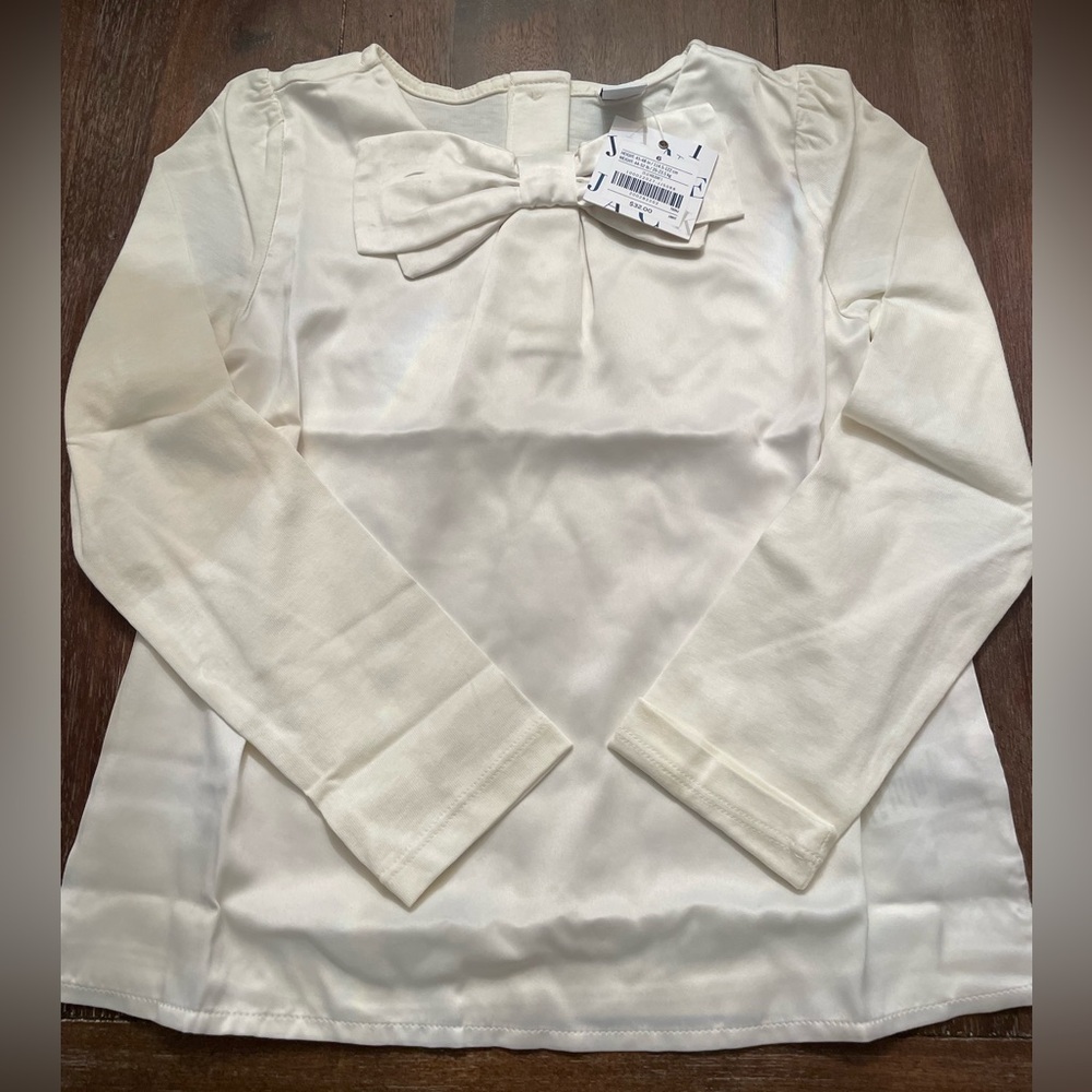 Janie and Jack White Blouse Satin feel with cotton back Size 6